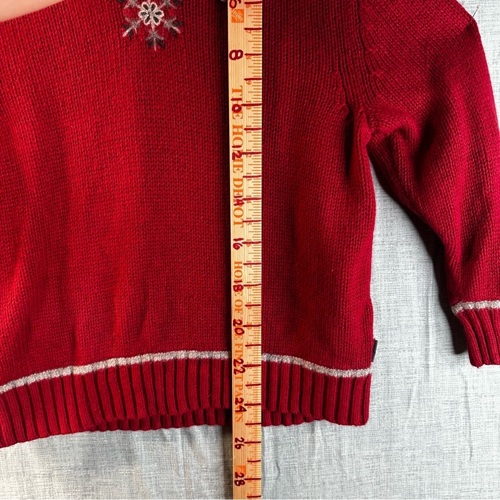 Woolrich Women XL Red Snowflakes Sweater Angora Ramie Blend High Neck Ski Winter - Picture 10 of 10